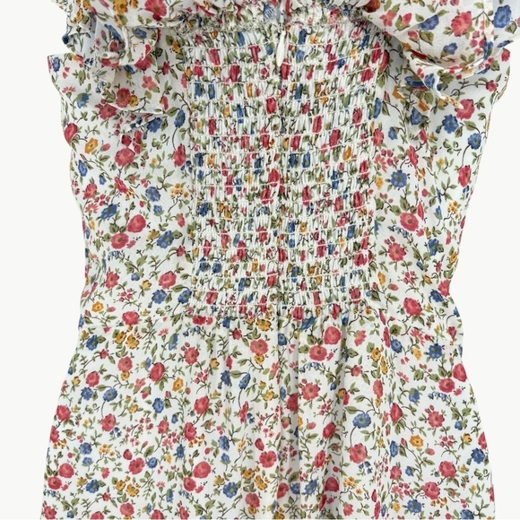 Reformation Paris Floral Ruffle Mini Dress Size 6 Cream Sweetheart A Line - Picture 9 of 14